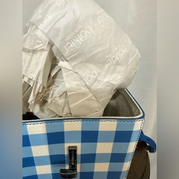 Botkier Lennox Blue White Plaid Purse Handbag Lunchbox NWOT - Picture 11 of 11